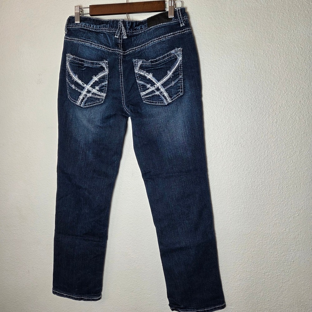 Y2k thick stitch distressed bootcut denim Twentyone Black by Rue21 Juniors 7/8R - Picture 2 of 10